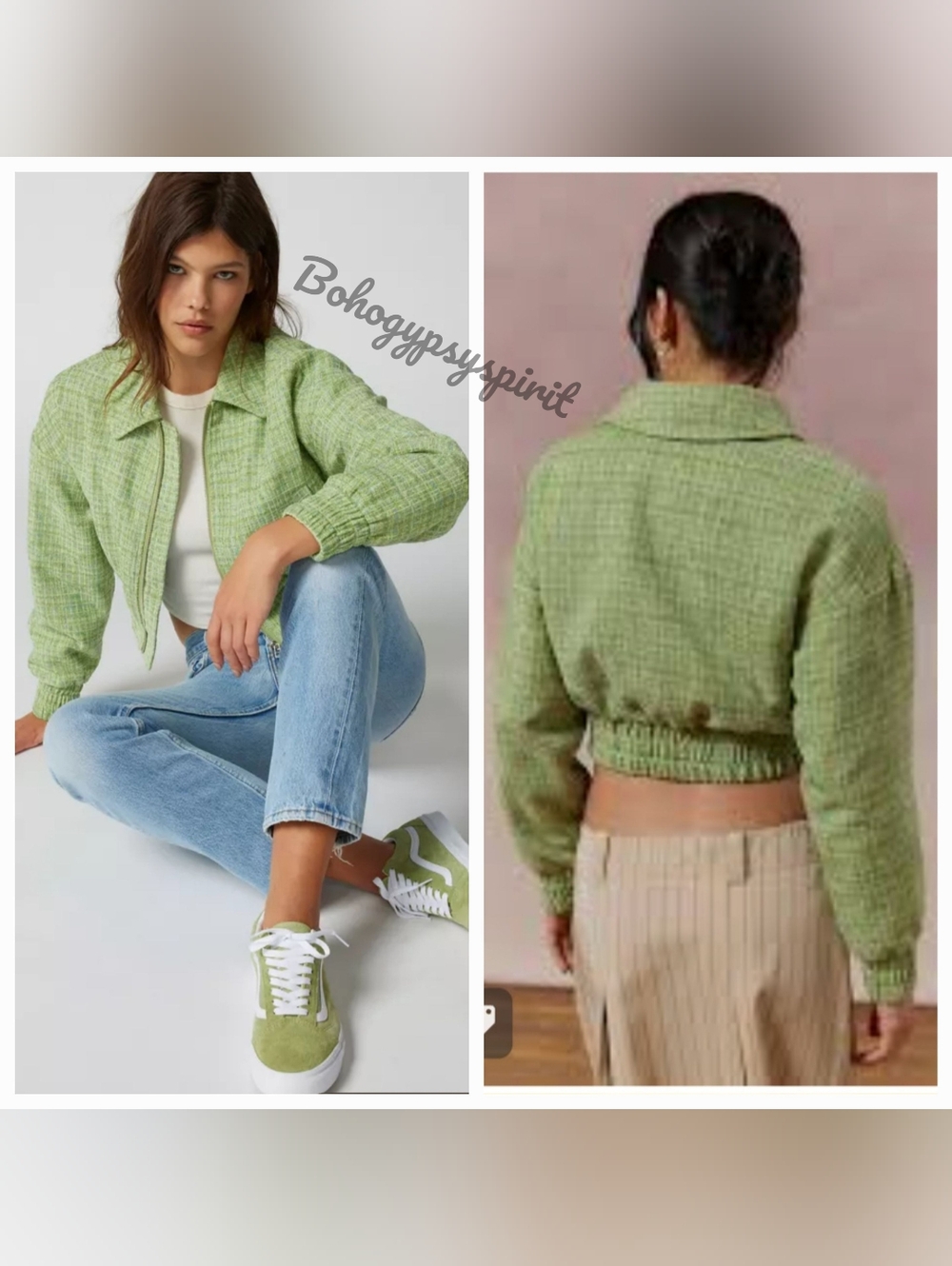 NWOT SP Kimchi Blue Cropped Bomber Jacket